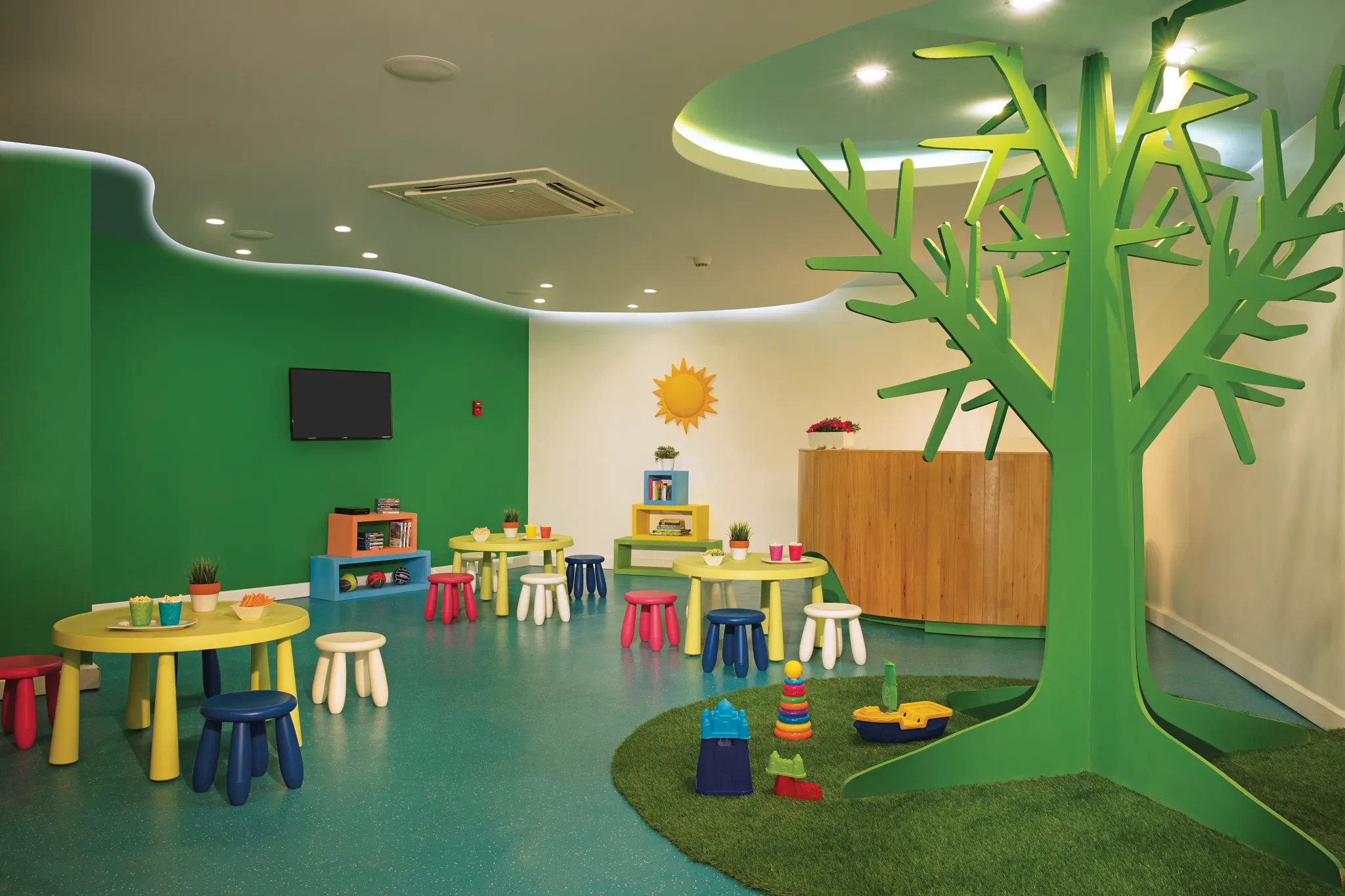 Colorful kids activity room at the Explorers Club in Dreams Dominicus La Romana Resort.