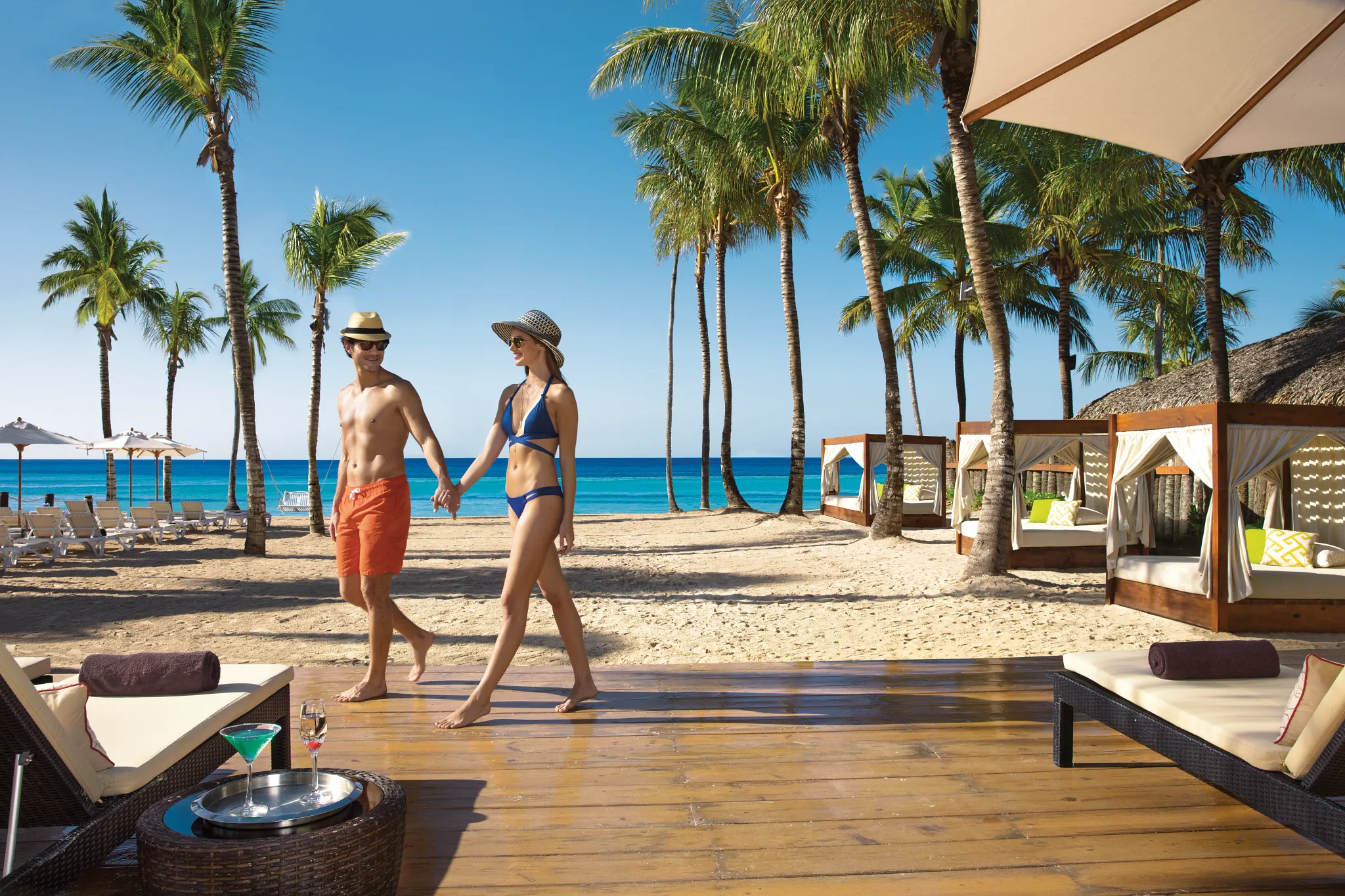 Preferred Club Beach Bar at Dreams Dominicus La Romana featuring exclusive beachfront seating, premium cocktails, and ocean views.