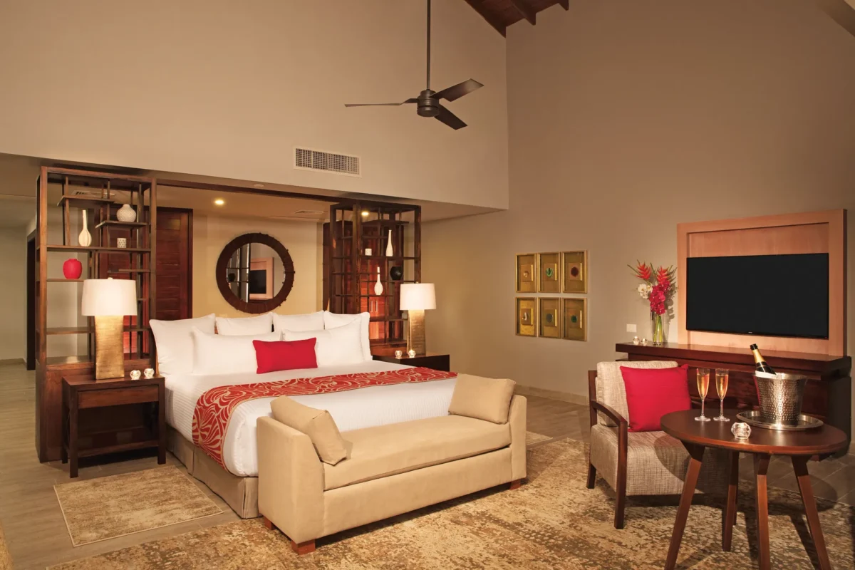 Preferred Club Master Suite with king bed and sitting area at Dreams Dominicus La Romana.